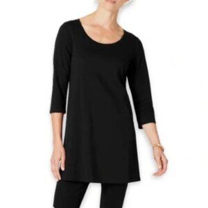 Pure Jill Ballet Sleeve Tunic Black Large NWOT